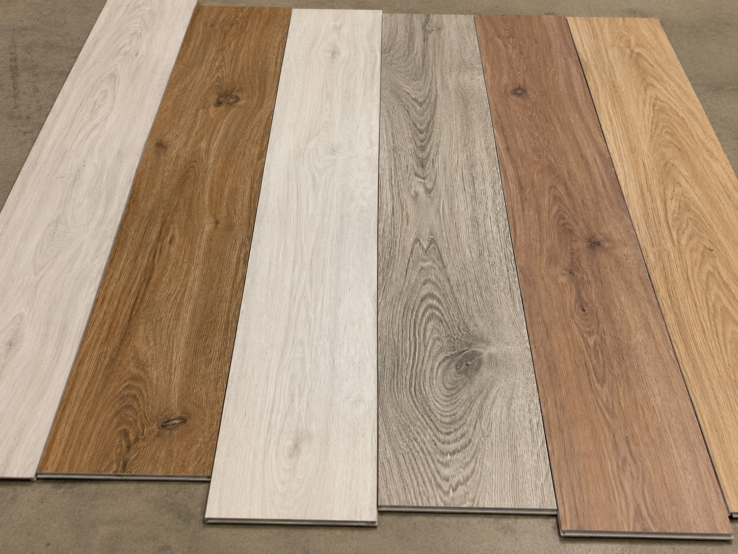 Flooring product samples in multiple colors